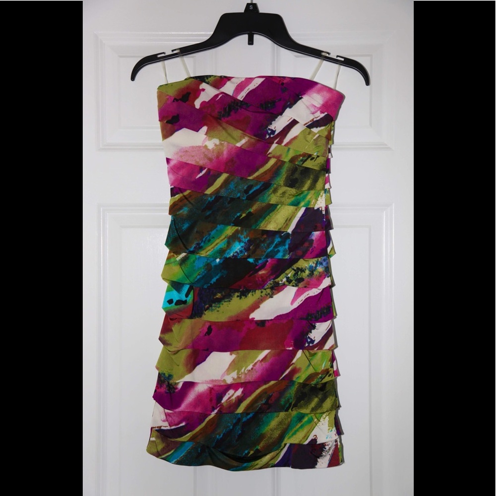 Speechless Multicolored strapless mini party dress